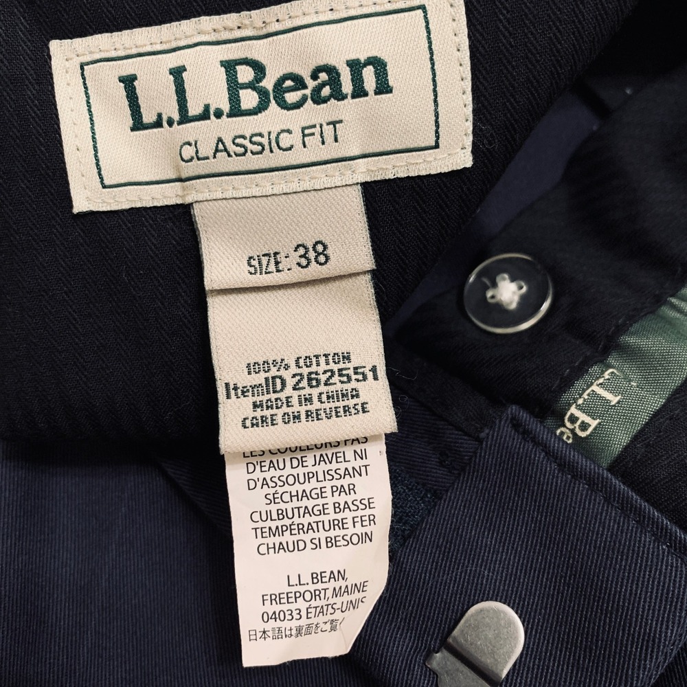 L.L.Bean‎ Men's Classic Fit Flat Front Cotton Chino Pants Navy Blue Size 38x29 - Picture 3 of 11